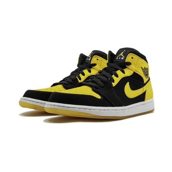 Cheap Air Jordans 1 Mid New Love 2017 Release BLACK/VARSITY MAIZE-WHITE Mens 554724 035