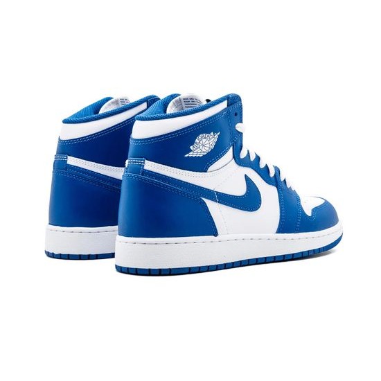 Cheap Air Jordans 1 Retro High OG BG WHITE/STORMBLUE Youth 575441 127