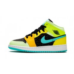 Cheap Air Jordans 1 Mid GS Aurora Green Optic-Yellow  Youth BQ6931 037