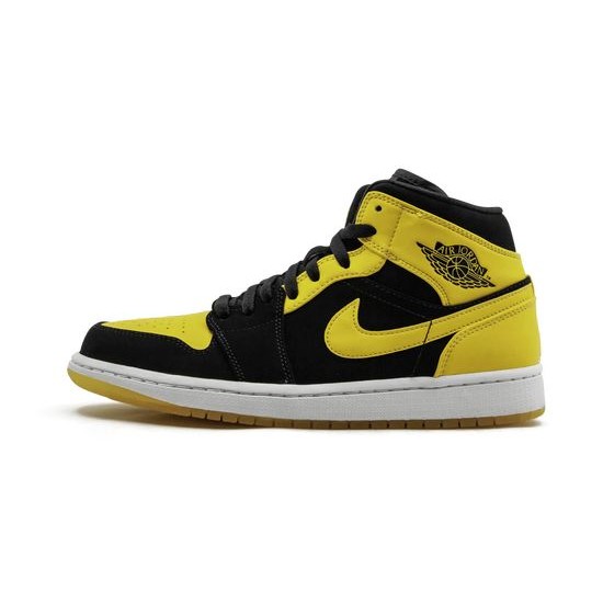 Cheap Air Jordans 1 Mid New Love 2017 Release BLACK/VARSITY MAIZE-WHITE Mens 554724 035