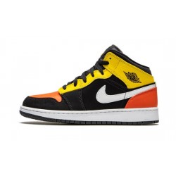 Cheap Air Jordans 1 MID SE (GS) BLACK/TEAM ORANGE-AMARILLO Youth BQ6931 087