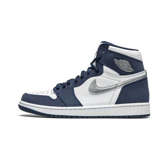 Cheap Air Jordans 1 Retro High Co.JP "Midnight Navy" WHITE/METALLIC SILVER-MIDNIGHT Mens DC1788 100