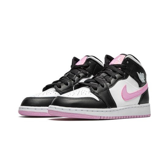 Cheap Air Jordans 1 Mid White Black Light Arctic Pink White/LT Artic Pink-Black Youth 555112 103