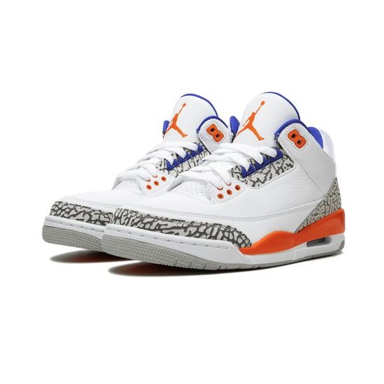 Cheap Air Jordans 3 Retro Knicks WHITE/OLD ROYAL UNIVERSITY ORA Mens 136064 148