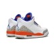 Cheap Air Jordans 3 Retro Knicks WHITE/OLD ROYAL UNIVERSITY ORA Mens 136064 148