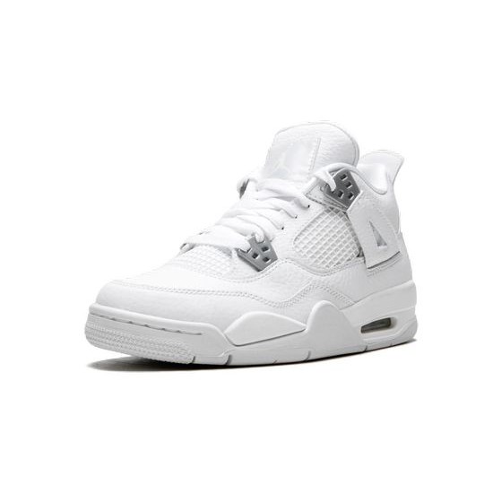 Cheap Air Jordans 4 Pure Money WHITE/METALLIC SILVER Youth 408452 100