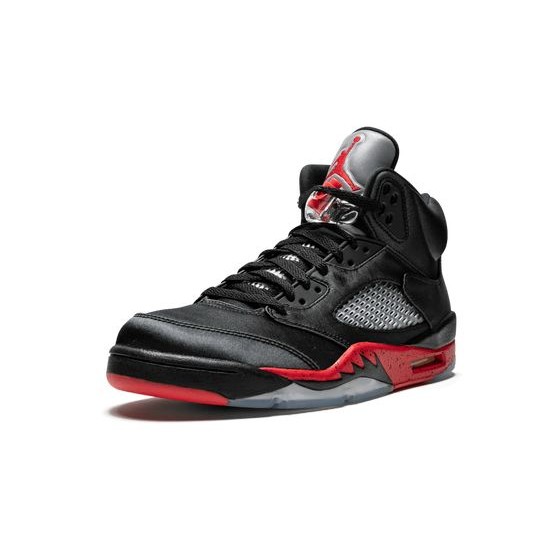 Cheap Air Jordans 5 Satin Bred NOIR/UNIVERSITE ROUGE Mens 136027 006