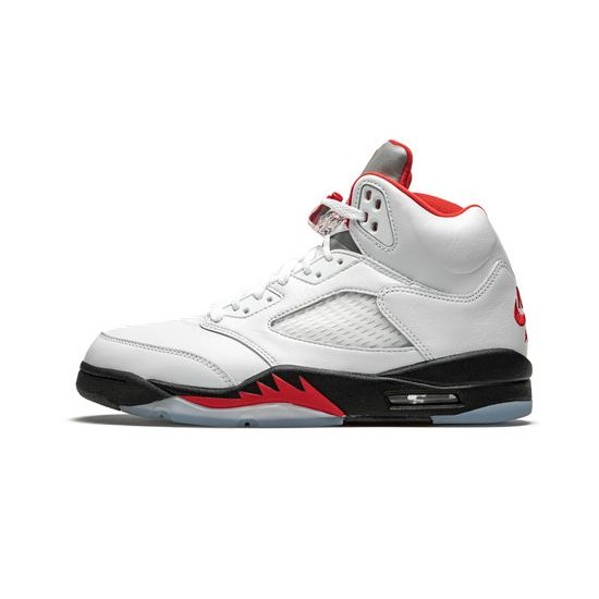 Cheap Air Jordans 5 "Fire Red" TRUE WHITE/FIRE RED-BLACK Mens DA1911 102