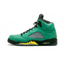 Cheap Air Jordans 5 Retro Oregon Ducks BLACK/YELLOW STRIKE-AP GREEN Mens 454803 535