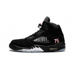 Cheap Air Jordans 5 Retro Paris Saint-Germain BLACK/CHALLENGE RED-WHITE Mens AV9175 001