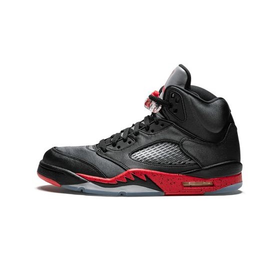 Cheap Air Jordans 5 Satin Bred NOIR/UNIVERSITE ROUGE Mens 136027 006