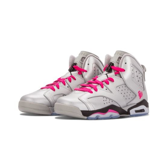 Cheap Air Jordans 6 Retro GG Valentines Day METALLIC SILVER/VVD PINK-BLCK Youth 543390 009