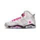 Cheap Air Jordans 6 Retro GG Valentines Day METALLIC SILVER/VVD PINK-BLCK Youth 543390 009